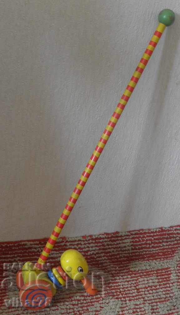 OLD WOODEN TOY-PUSHER FOR PUSHING - 5