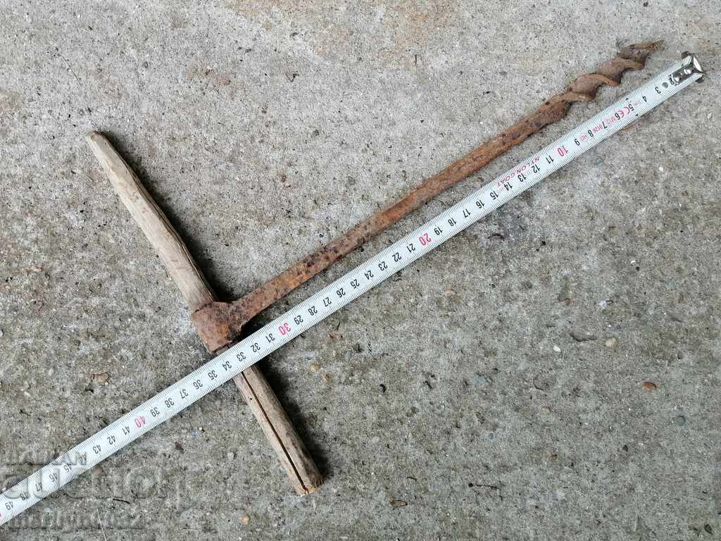 Auction Ancient crutch, burgundy, screwdriver, wrought iron Auction Ancient crutch, burgundy, screwdriver, wrought iron