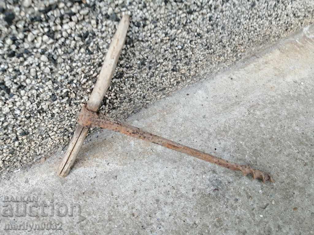 Ancient crutch, burgundy, screwdriver, wrought iron - 5 Ancient crutch, burgundy, screwdriver, wrought iron - 5