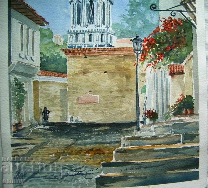 Auction Watercolor drawing Old Plovdiv 2010 Martin Stevenson Auction Watercolor drawing Old Plovdiv 2010 Martin Stevenson
