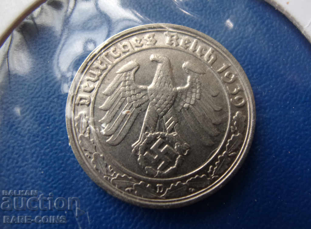 Γερμανία III Ράιχ 50 Pfennig 1939 D UNC Very Rare Original με τιμή € 51.13 | 100.00 BGN