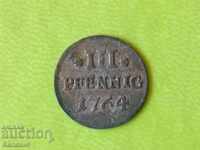 3 pfennigs 1764 Saxony Germany Silver