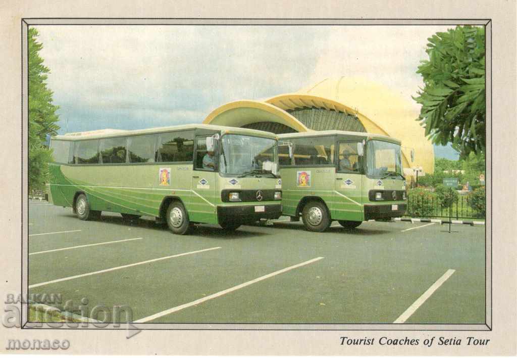 Old postcard - Jakarta, Indonesia - buses