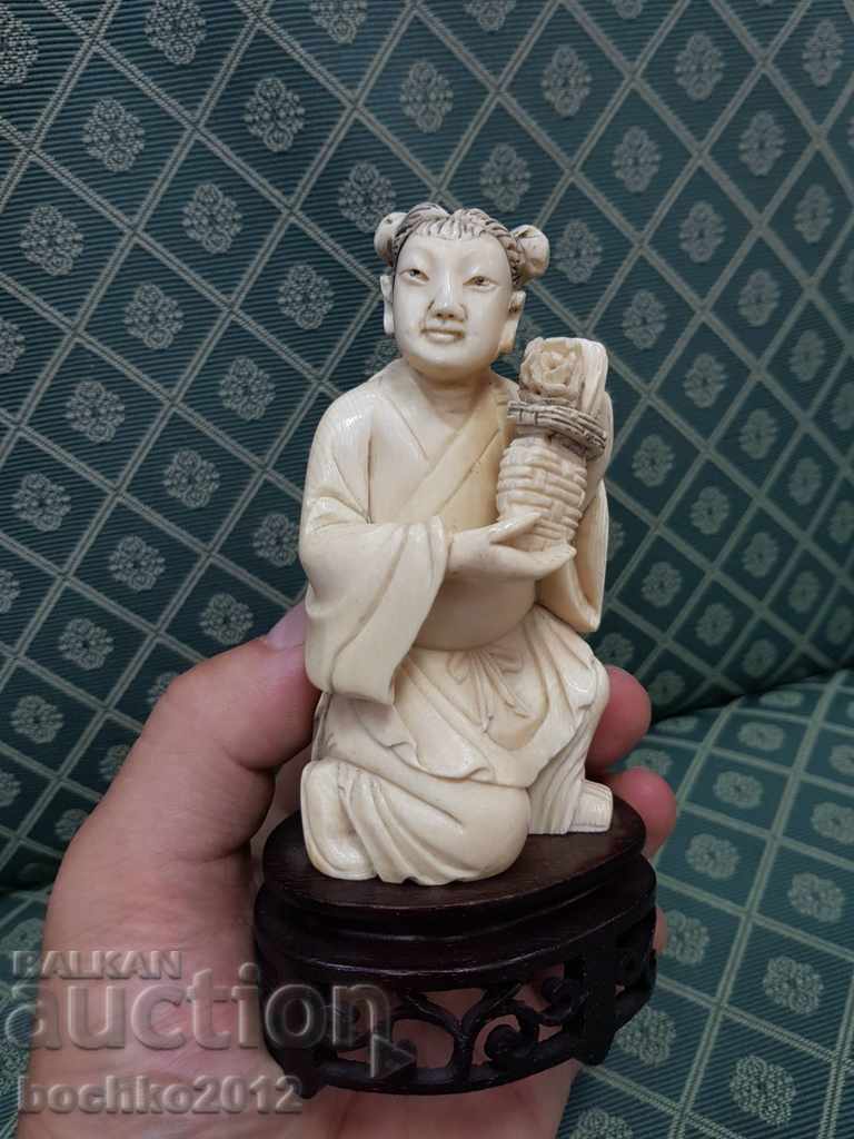 Beautiful Japanese Chinese ivory statuette 229.6 g. - 5 Beautiful Japanese Chinese ivory statuette 229.6 g. - 5