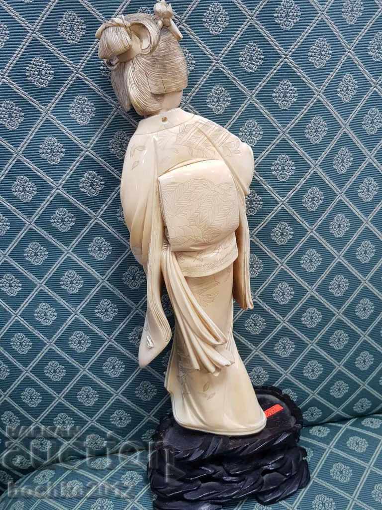 Very beautiful Japanese ivory geisha statuette 27.5cm - 5 Very beautiful Japanese ivory geisha statuette 27.5cm - 5