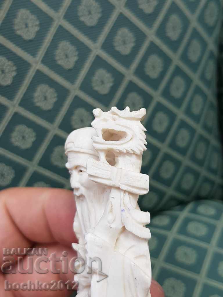 Figurină veche chineză japoneză de colecție cu os alb 20c. - 5