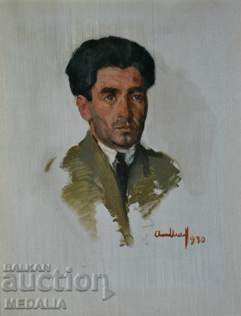 Атанас Михов-портрет-маслени бои-подписан-рамкиран-1930 г.