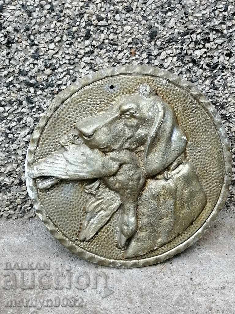 Aluminum panel hunting scene bas-relief applique metal plate with price 49.00 BGN | € 25.05