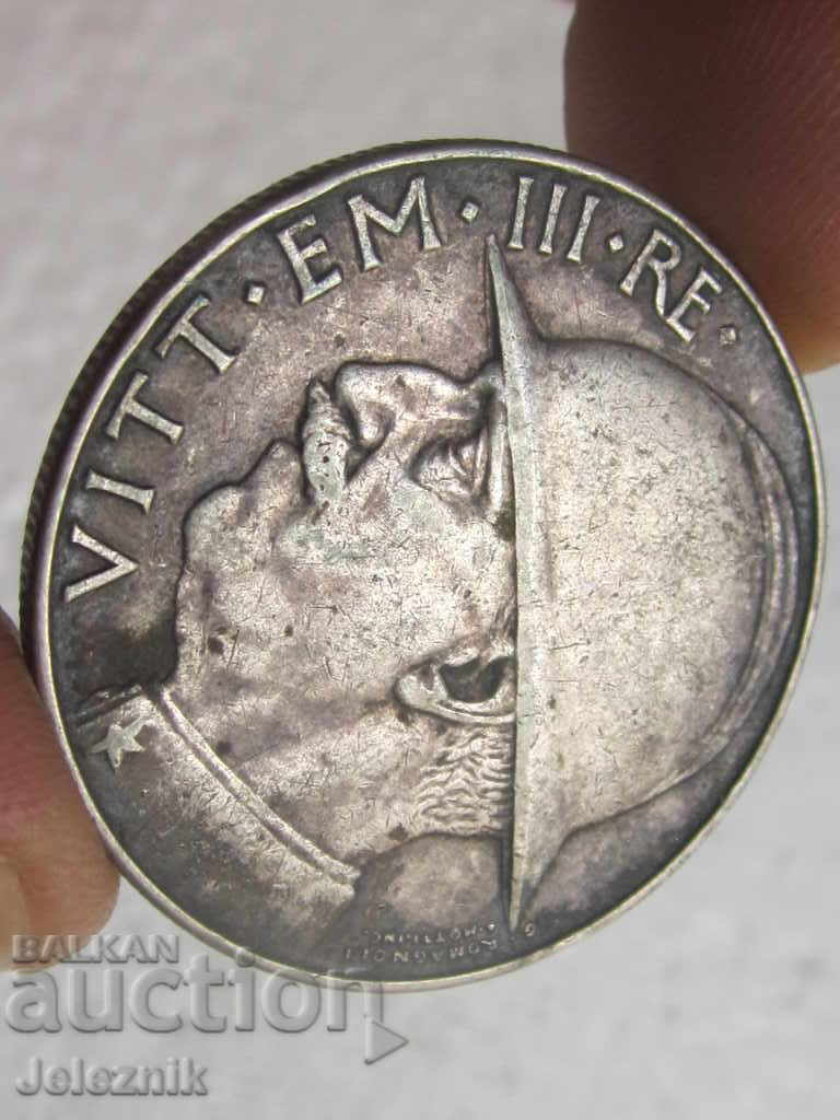 Livrarea monedă de argint a regatului italian foarte rară 20 lire-1928-r