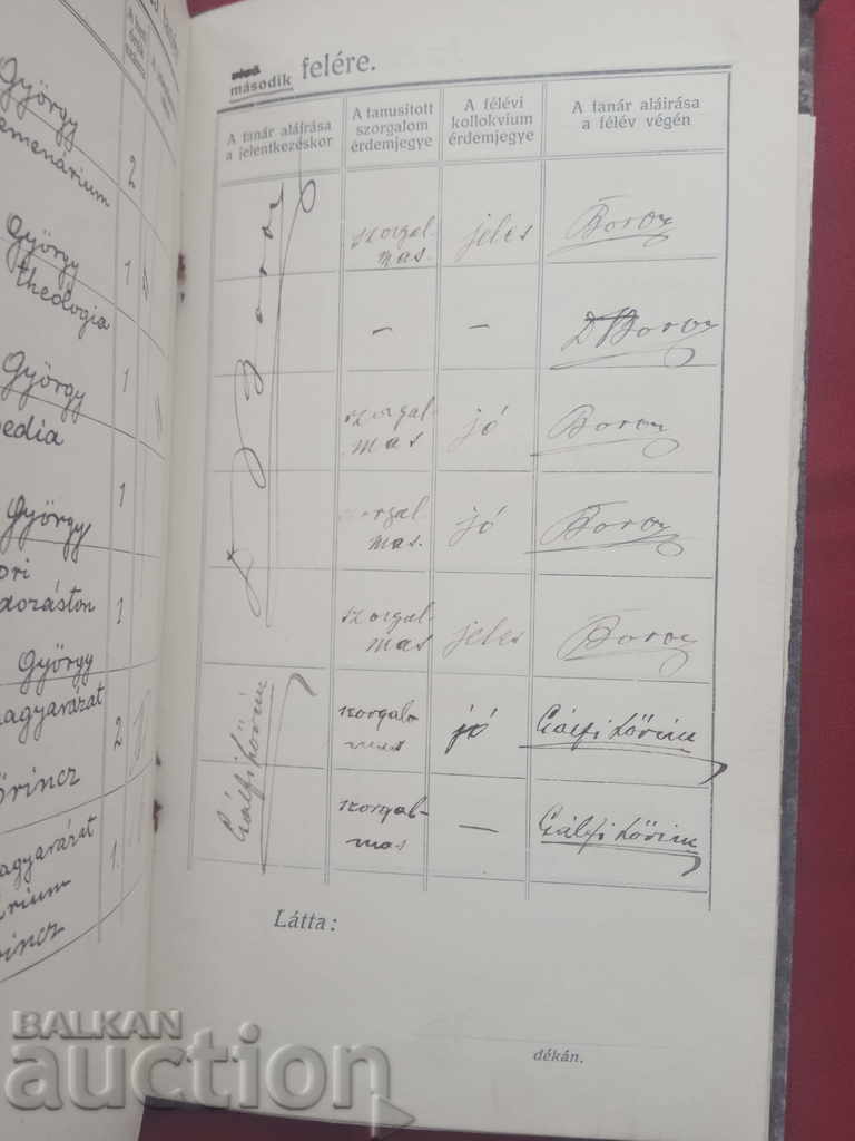 Student book Leckekönyv Kolozsvar 1922-4 Bizonyitvany - 7