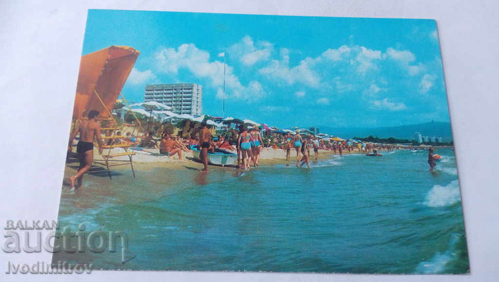 Пощенска картичка Слънчев бряг Плажът 1979
