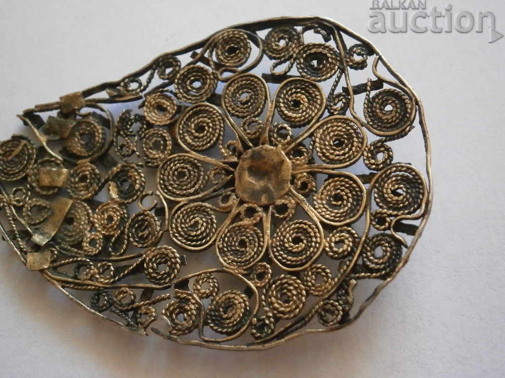 Silver filigree filling for Revival-period gilded buckle - 7 Silver filigree filling for Revival-period gilded buckle - 7