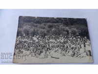 Postcard Children and teachers on the beach