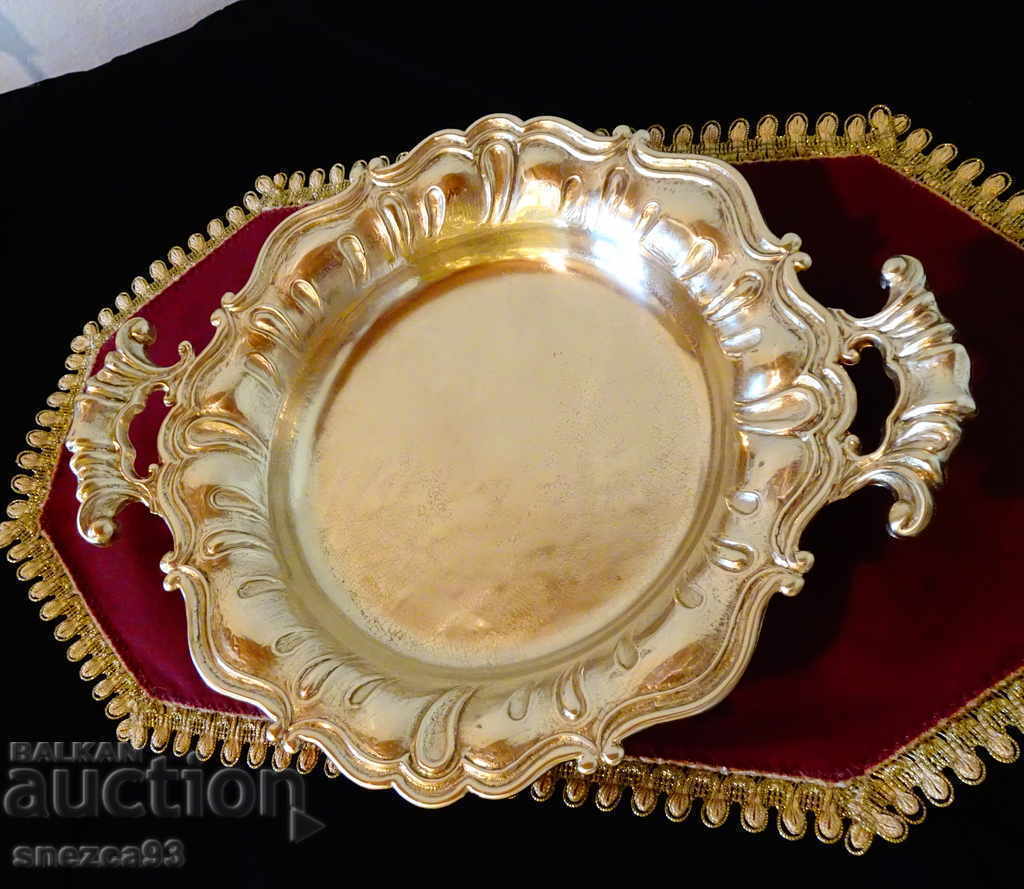 Χάλκινο φρουτιέρα, πιατέλα 1 kg., μπαρόκ - 5