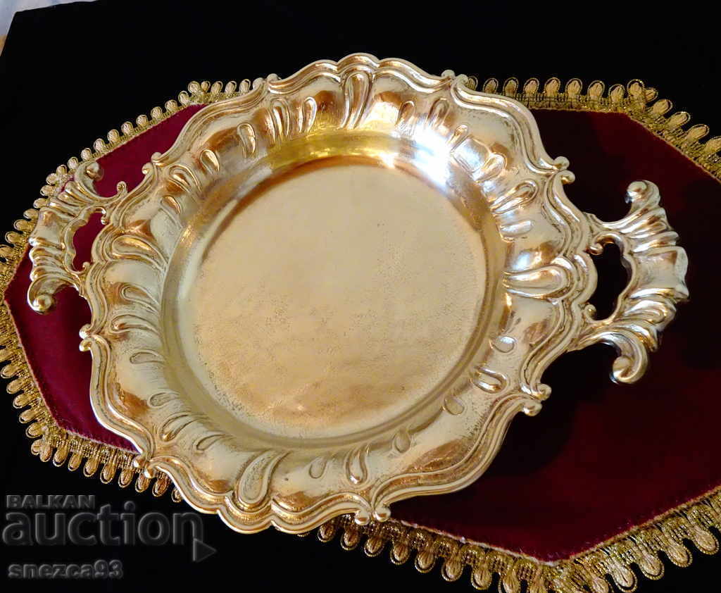 Χάλκινο φρουτιέρα, πιατέλα 1 kg., μπαρόκ - 6