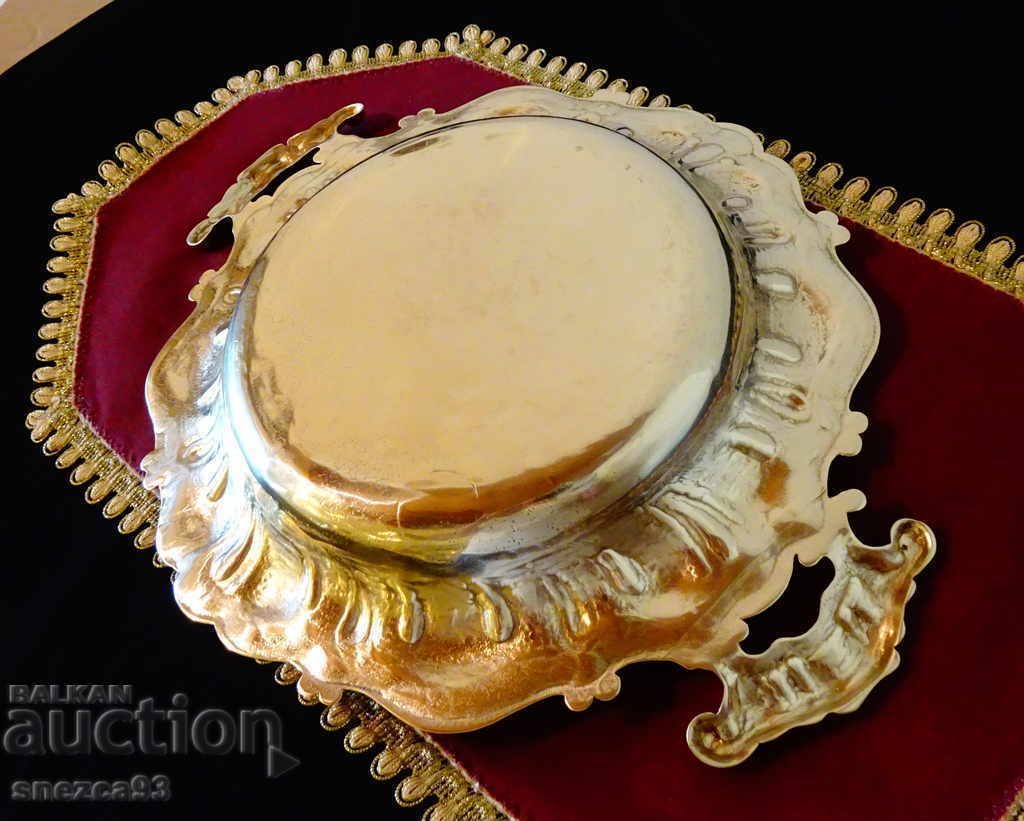 Χάλκινο φρουτιέρα, πιατέλα 1 kg., μπαρόκ - 7