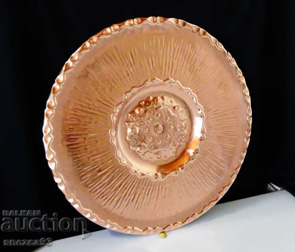 Χάλκινο πάνελ, πιάτο, σκεύος σερβιρίσματος 38 εκ., ετικέτα