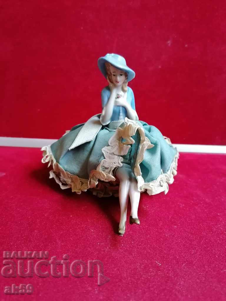 Κούκλα από πορσελάνη σε μπλε χρώμα - "Half doll germany"