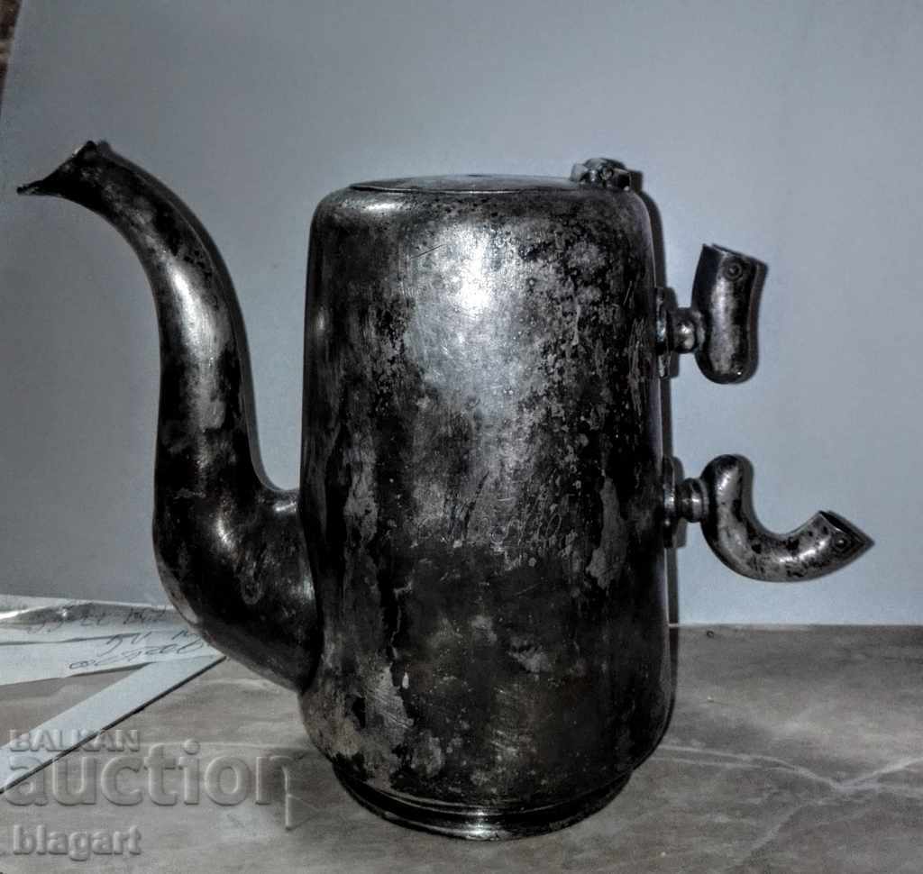 ceainic de corabie placat cu argint-1860.