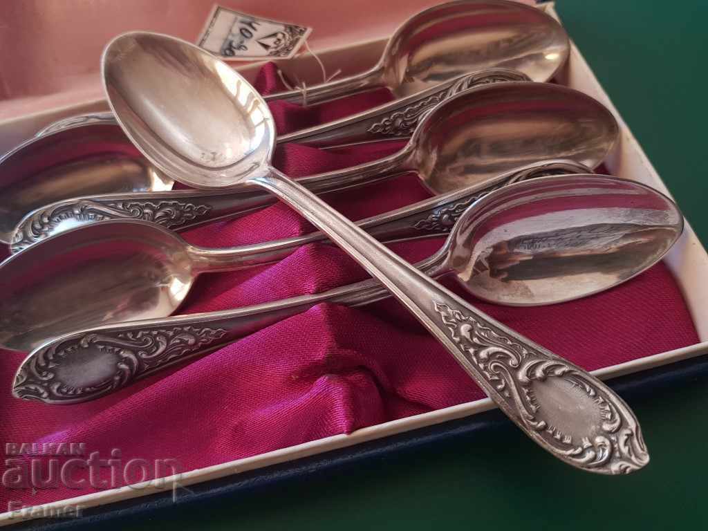 Silver silver spoons Russian in box - 5 Silver silver spoons Russian in box - 5