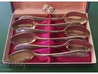 Ασημένια ασημένια κουτάλια κουτάλια Ρωσικά σε κουτί