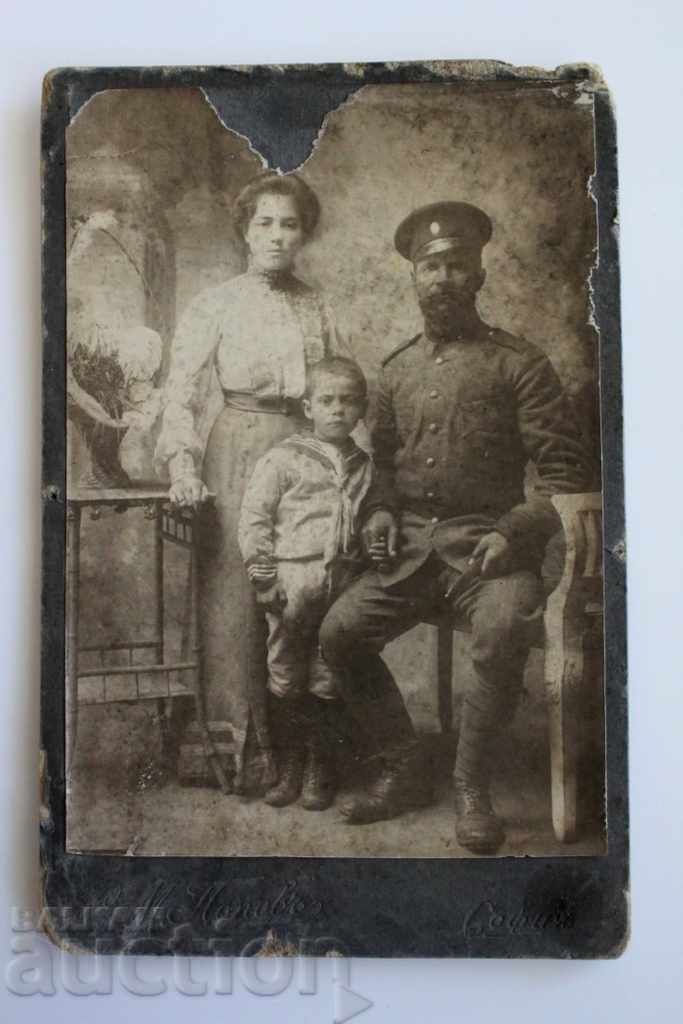 1913 BALKAN WAR SOLDIER FAMILIE FOTO FOTO CARTON