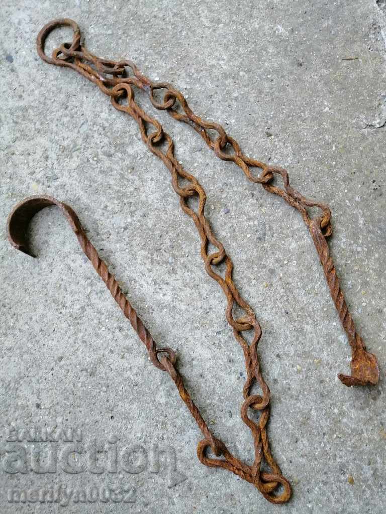 Old forged chain with hook, hearth for hearth chain hook with price 49.00 BGN | € 25.05