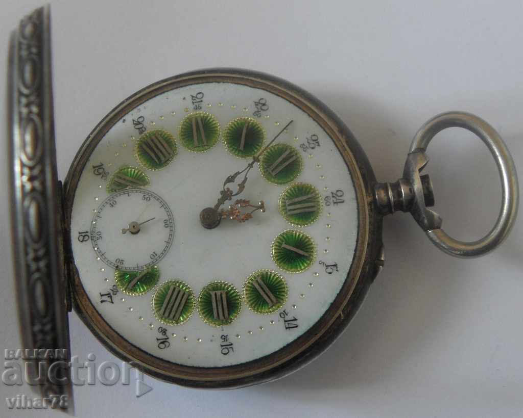 Огромен сребърен джобен часовник-regulator-регулатор