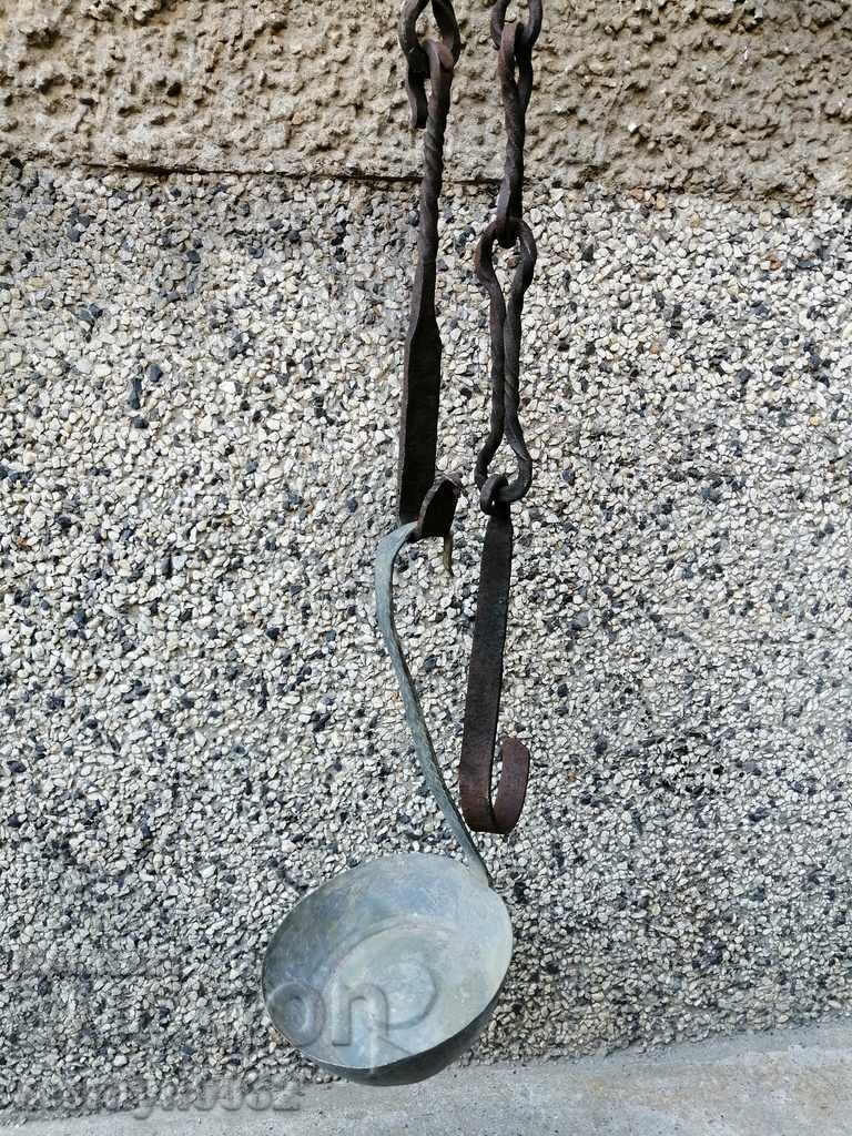 Old forged chain with hook, hearth for hearth chain hook - 6 Old forged chain with hook, hearth for hearth chain hook - 6