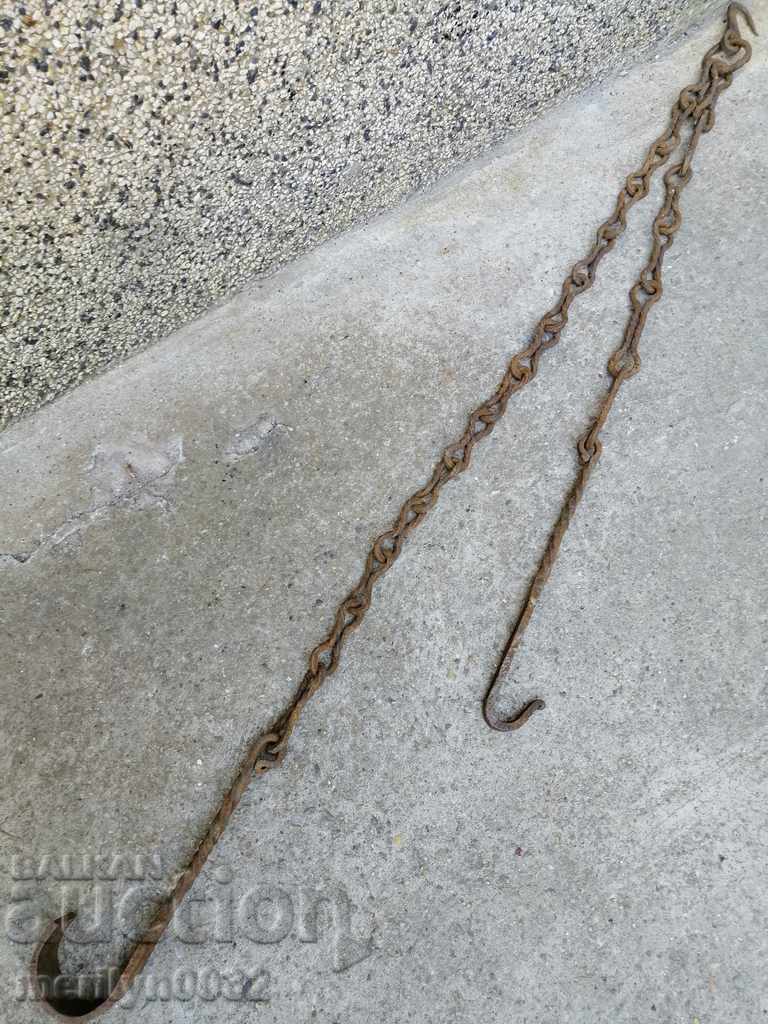 Old forged chain with hook, hearth for hearth chain hook with price 47.00 BGN | € 24.03 Old forged chain with hook, hearth for hearth chain hook with price 47.00 BGN | € 24.03