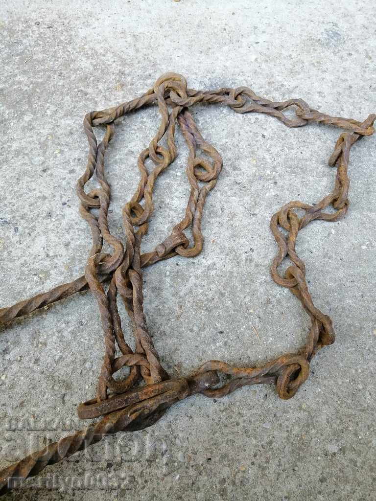 Old forged chain with hook, hearth for hearth chain hook - 5 Old forged chain with hook, hearth for hearth chain hook - 5