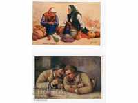 Петър Морозов 2 броя картички изкуство етнография пазар шопи