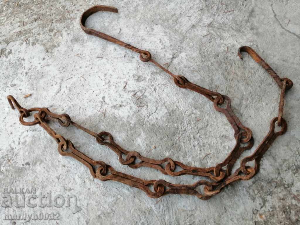 Old forged chain with hook, hearth for hearth chain hook with price 43.00 BGN | € 21.99 Old forged chain with hook, hearth for hearth chain hook with price 43.00 BGN | € 21.99