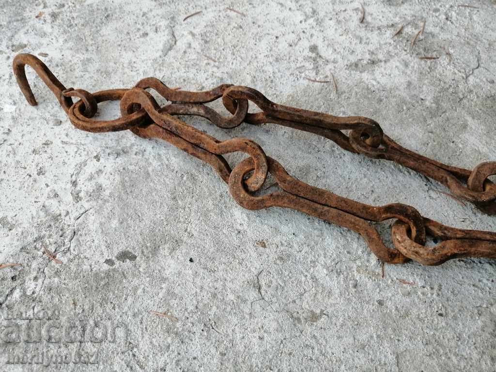 Old forged chain with hook, hearth for hearth chain hook - 6 Old forged chain with hook, hearth for hearth chain hook - 6