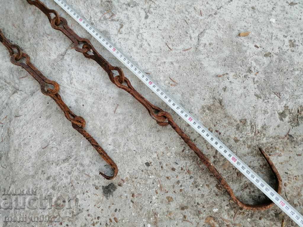 Old forged chain with hook, hearth for hearth chain hook - 7 Old forged chain with hook, hearth for hearth chain hook - 7
