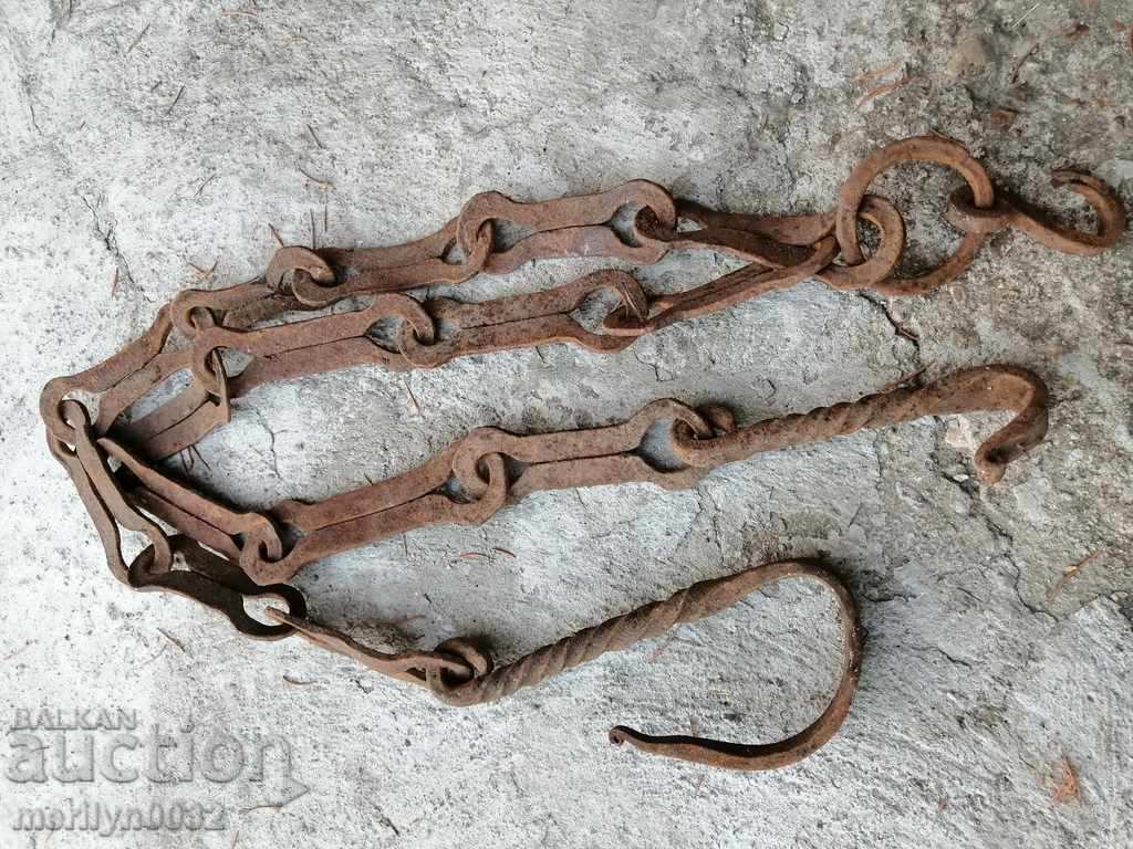 Old forged chain with hook, hearth for hearth chain hook with price 44.00 BGN | € 22.50 Old forged chain with hook, hearth for hearth chain hook with price 44.00 BGN | € 22.50