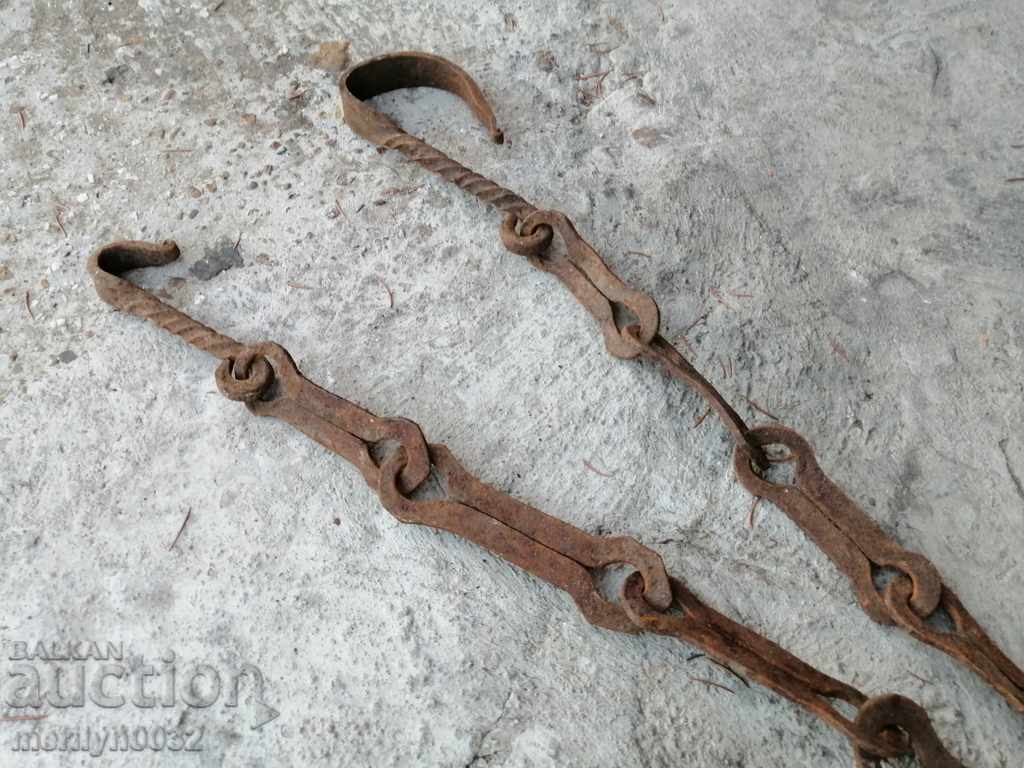 Delivery of Old forged chain with hook, hearth for hearth chain hook Delivery of Old forged chain with hook, hearth for hearth chain hook