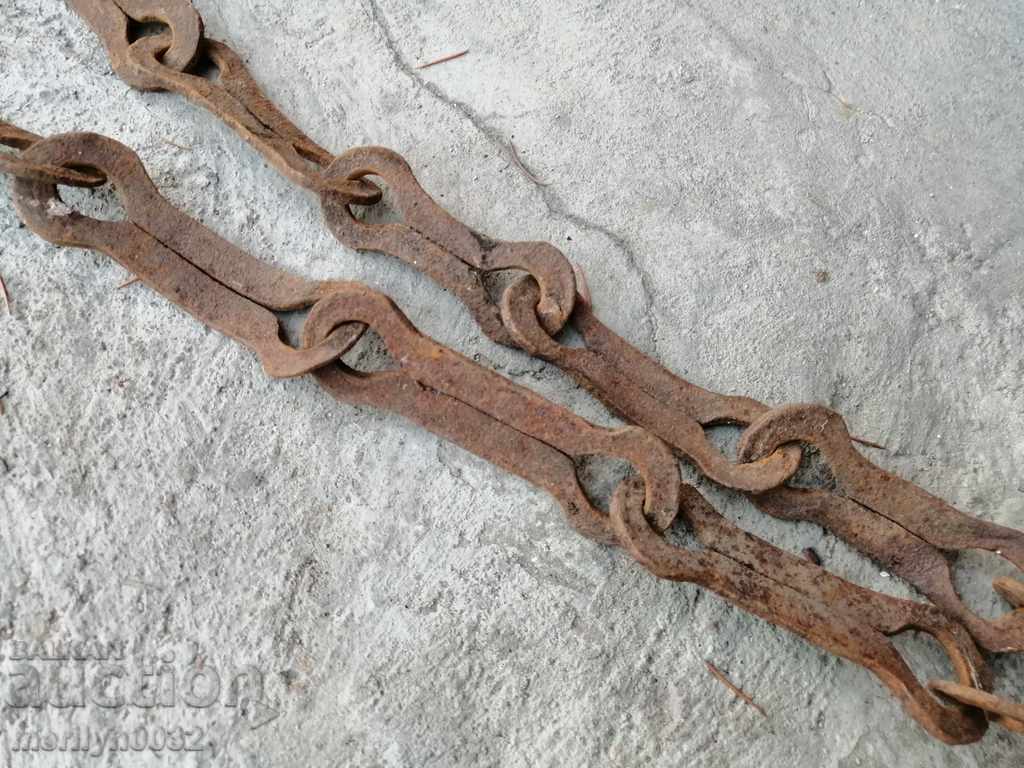 Old forged chain with hook, hearth for hearth chain hook - 6 Old forged chain with hook, hearth for hearth chain hook - 6