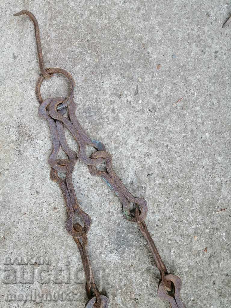 Delivery of Old forged chain with hook, hearth for hearth chain hook Delivery of Old forged chain with hook, hearth for hearth chain hook