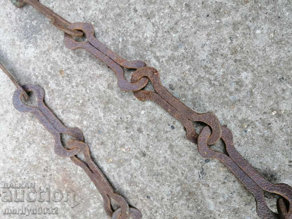 Old forged chain with hook, hearth for hearth chain hook - 5 Old forged chain with hook, hearth for hearth chain hook - 5