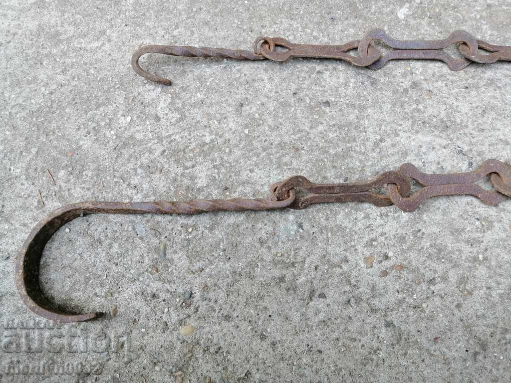 Old forged chain with hook, hearth for hearth chain hook - 6 Old forged chain with hook, hearth for hearth chain hook - 6