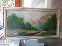 HUGE OLD OIL PAINTING ON CANVAS SIGNATURE FRAME