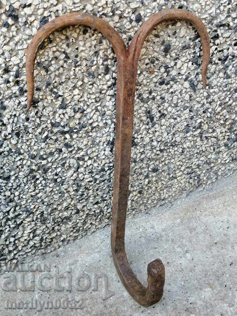 An old forged scraping hook, double twin - 7 An old forged scraping hook, double twin - 7