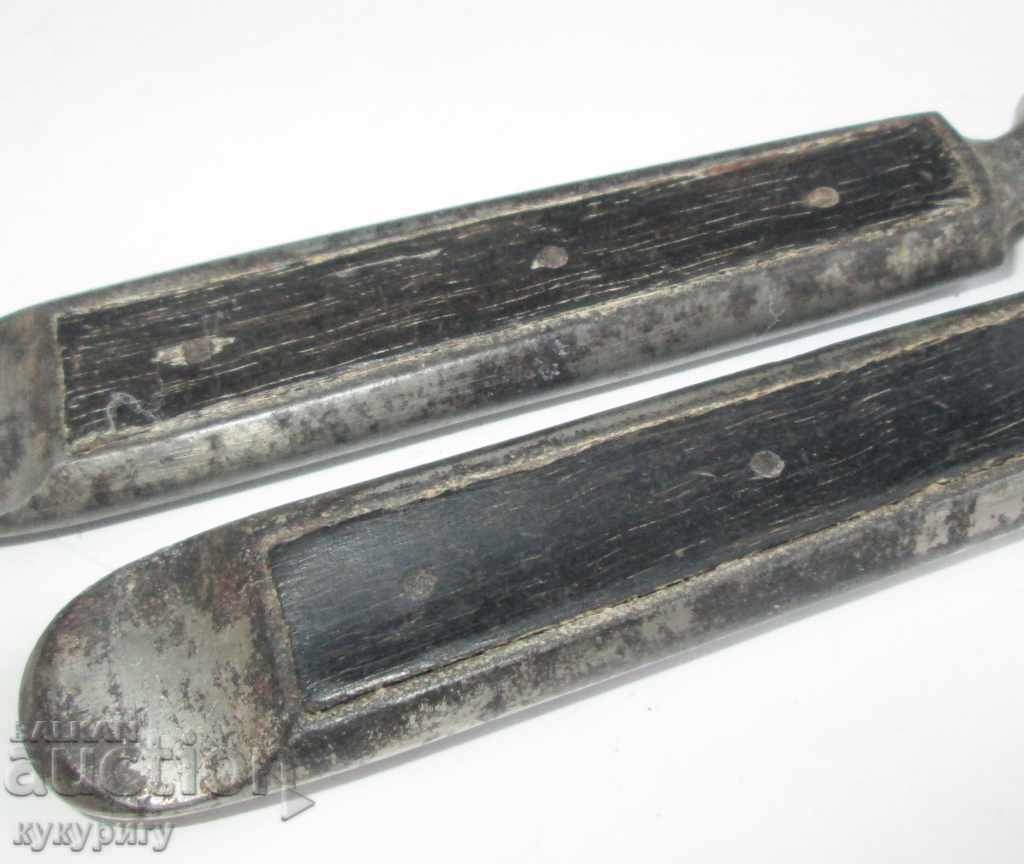 Auction  19th century two old forks with ebony handle