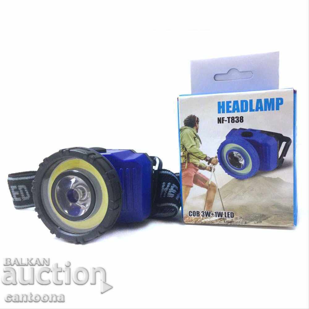 Headlight COB 3W + 1W LED, NF-T838, 3xAAA