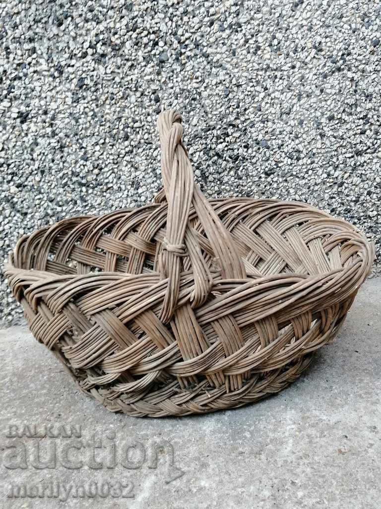 Стара плетена кошница, дървения, кош, панер