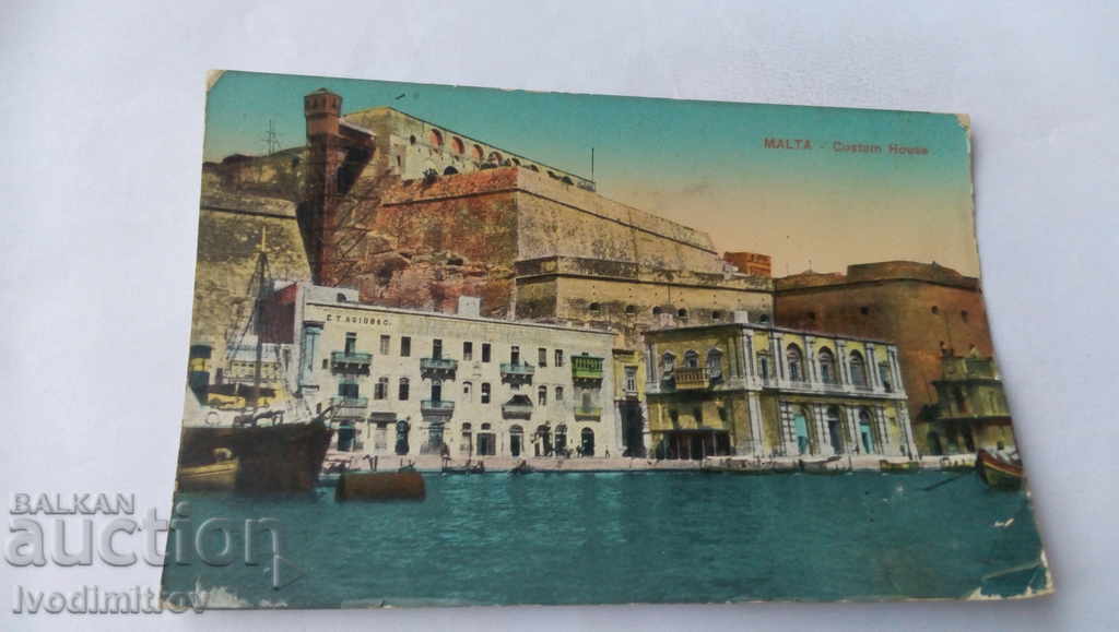 Postcard Malta Custom House 1922