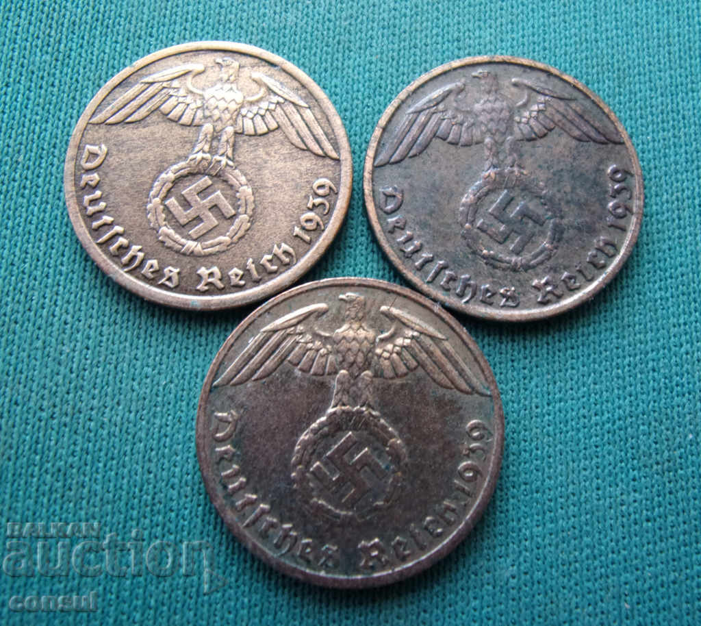 Германия III Райх Лот 3х1 Пфениг 1939 А B F с цена € 5.11 | 9.99 лв. Германия III Райх Лот 3х1 Пфениг 1939 А B F с цена € 5.11 | 9.99 лв.