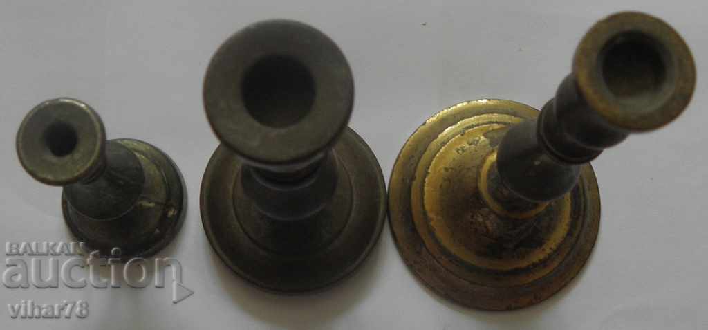 Auction LOT OF 3 BRONZE CANDLEHOLDERS Auction LOT OF 3 BRONZE CANDLEHOLDERS