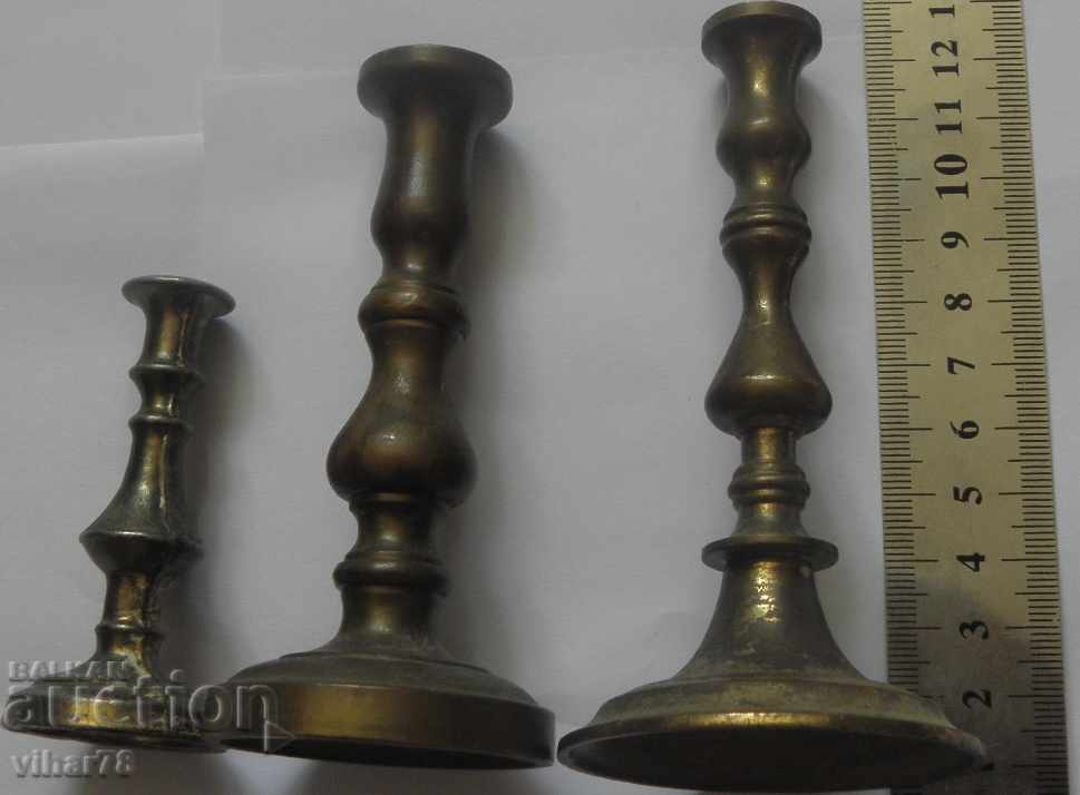 Delivery of LOT OF 3 BRONZE CANDLEHOLDERS Delivery of LOT OF 3 BRONZE CANDLEHOLDERS